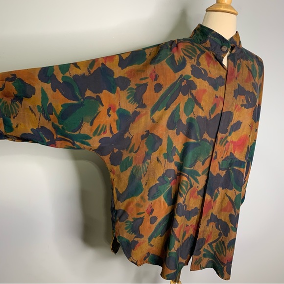 Earthen Stunning Wearable Art 100% Mud Silk Multicolor Pullover Tunic Top Size L - Picture 4 of 16